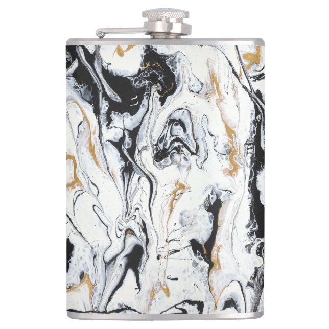 Black,White & Gold Flask - "Nouveau" (Front)