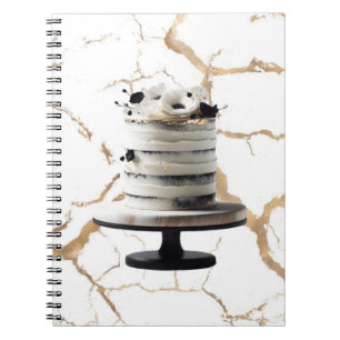 Black & White Gold Floral Tier Cake Bridal Shower Notebook