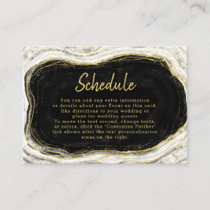 Black White & Gold Geode Agate Wedding Schedule Enclosure Card