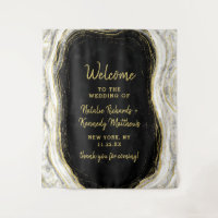 Black White & Gold Geode Agate Wedding Welcome