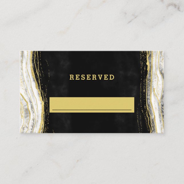 Black White & Gold Geode Reserved Seating Wedding Place Card (Front)