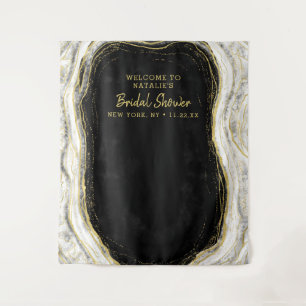 Black White Gold Geode Shower Photo Prop Backdrop Tapestry