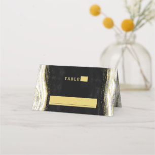 Black White & Gold Geode Wedding Table Number Place Card
