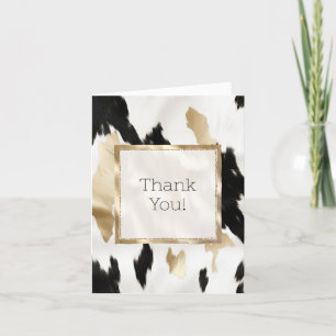 Black White Gold Glam Cowhide Southwest Thank You Card