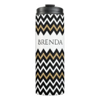 Black White * Gold Glitter Chevron Pattern