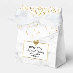 Black White Gold Heart Marble Favour Wedding Favour Box