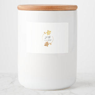 Black White Gold Initials Monogram Flowers Wreath Food Label