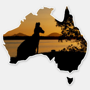 Black, White & Gold Kangaroo Australia Sunset