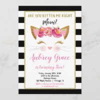Black white gold kitten kitty cat birthday party