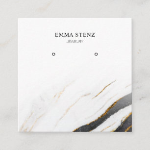 Black White Gold Marble • Earring Jewellery Displ Square Business Card