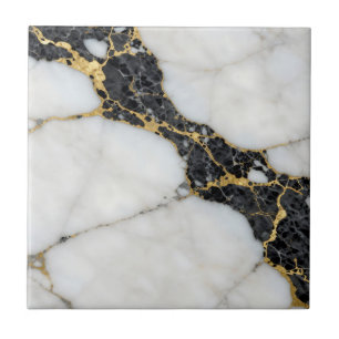 Black White Gold Marble Luxury Ceramic Tile