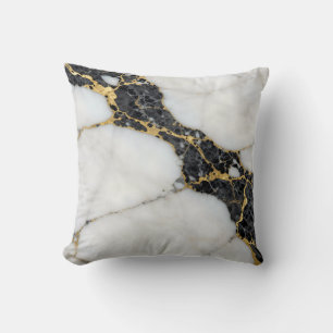 Black White Gold Marble Luxury Cushion