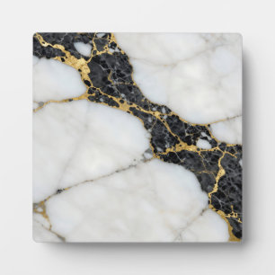 Black White Gold Marble Luxury Plaque