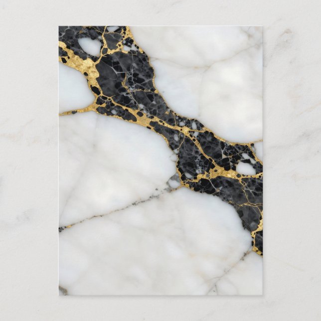 Black White Gold Marble Luxury Postcard (Front)