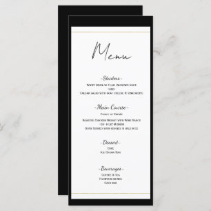 Black White Gold Modern Minimal Wedding Menu