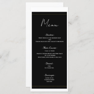 Black White Gold Modern Minimal Wedding Menu