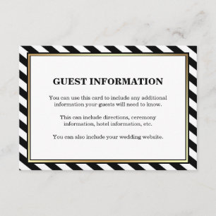 Black White Gold Modern Stripes Guest Enclosure Card