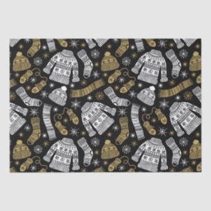 Black White Gold Modern Winter Clothing Tissue Paper