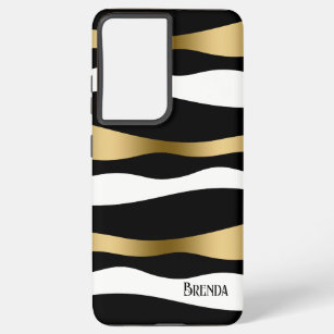 Black White & Gold Modern Zebra pattern Samsung Galaxy Case