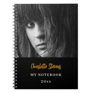 Black white gold photo notebook