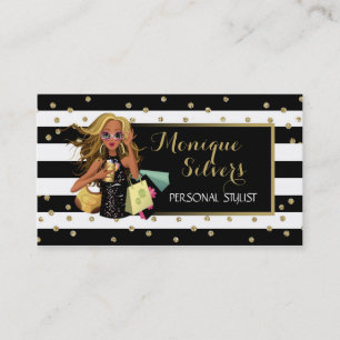 Black & White/Gold Savvy Shopper Business Card