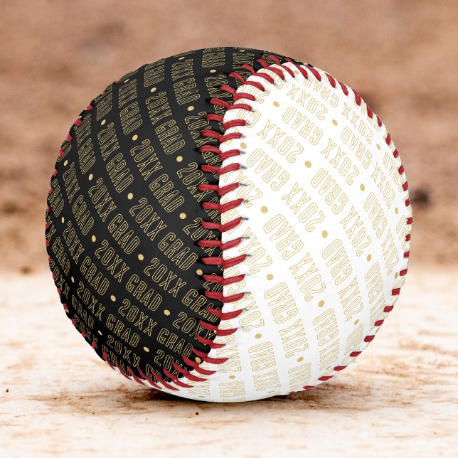 Black White & Gold School Graduation Year Pattern Baseball (Black White & Gold School Graduation Year Pattern Baseball)