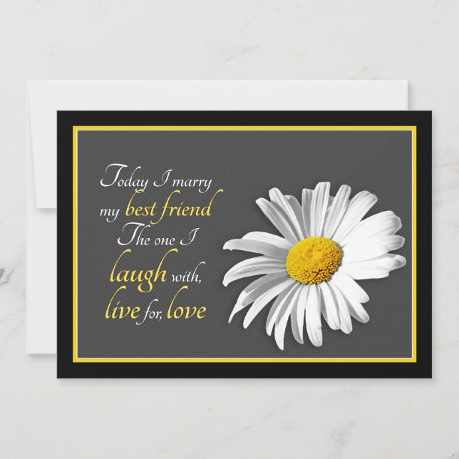 Black White Gold Shasta Daisy Wedding Invitation (Front)