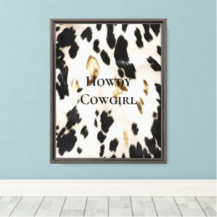 Black White Gold Southwest Cowhide Canvas Print