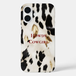 Black White Gold Southwest Cowhide  iPhone 16 Case