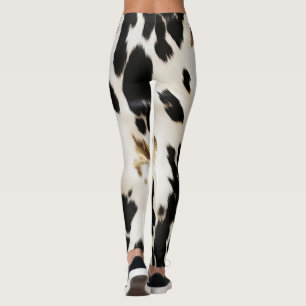 Black White Gold Southwest Cowhide  Leggings