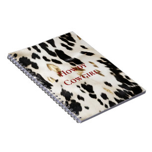 Black White Gold Southwest Cowhide  Notebook