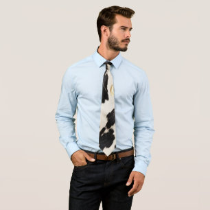 Black White Gold Southwest Cowhide  Tie