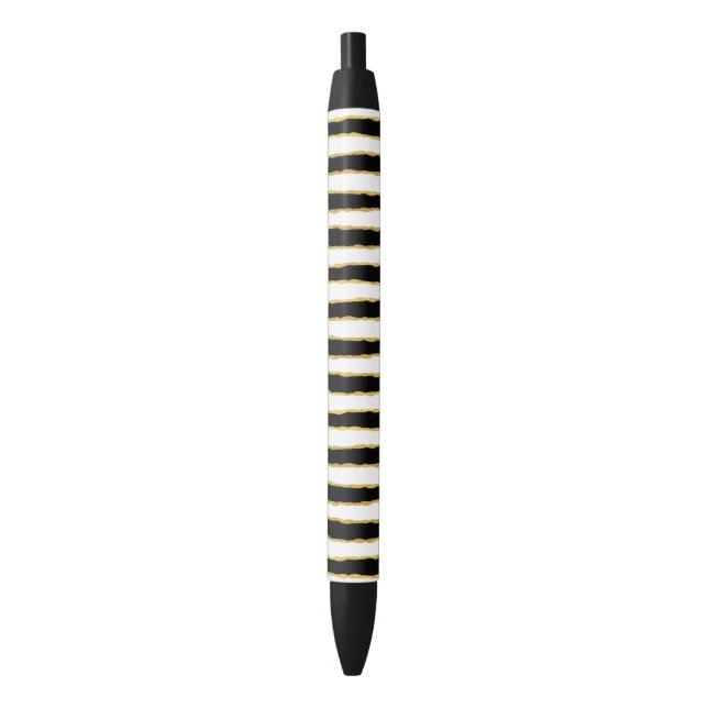 Black White Gold Stripes Ink Pen (Front Vertical)