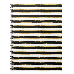 Black White Gold Stripes Notebook
