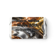 Black White Gold Wave 50th Birthday Favour