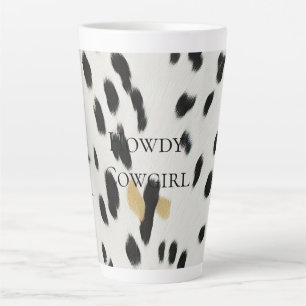 Black White Gold Western Cowhide Latte Mug
