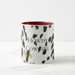 Black White Gold Western Cowhide Mug
