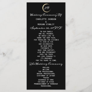 Black White Gold Wreath Wedding Party Program