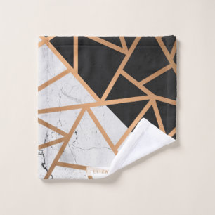 Black & White Golden Marble Mosaic Bath Towel Set