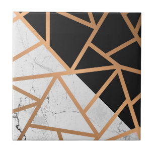 Black & White Golden Marble Mosaic Ceramic Tile