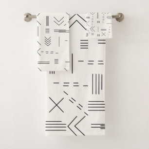 Black White Gorgeous Modern Geometric Pattern Bath Towel Set