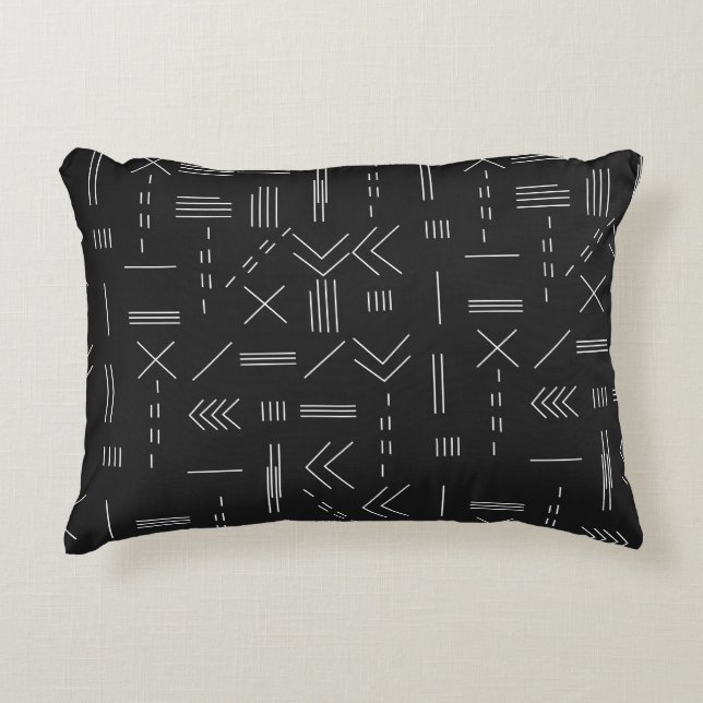 Black White Gorgeous Modern Geometric Pattern Decorative Cushion (Front)