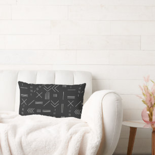 Black White Gorgeous Modern Geometric Pattern Lumbar Cushion