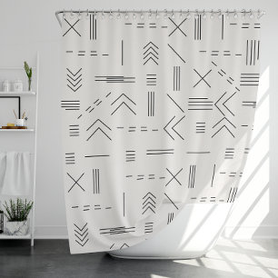Black White Gorgeous Modern Geometric Pattern Shower Curtain