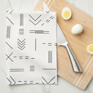 Black White Gorgeous Modern Geometric Pattern Tea Towel