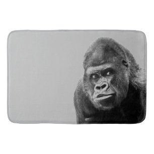 Black White Gorilla Bath Mat