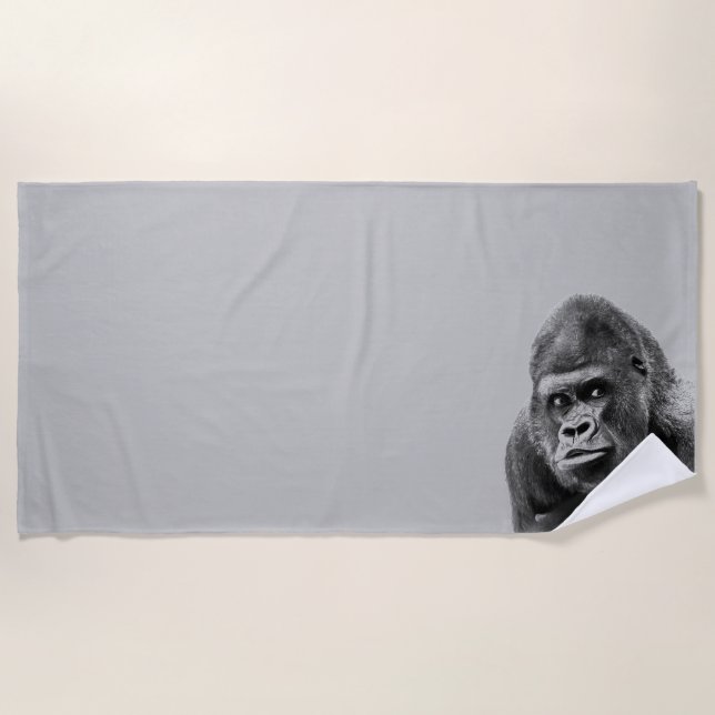 Black White Gorilla Beach Towel (Front)