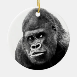 Black White Gorilla Ceramic Ornament