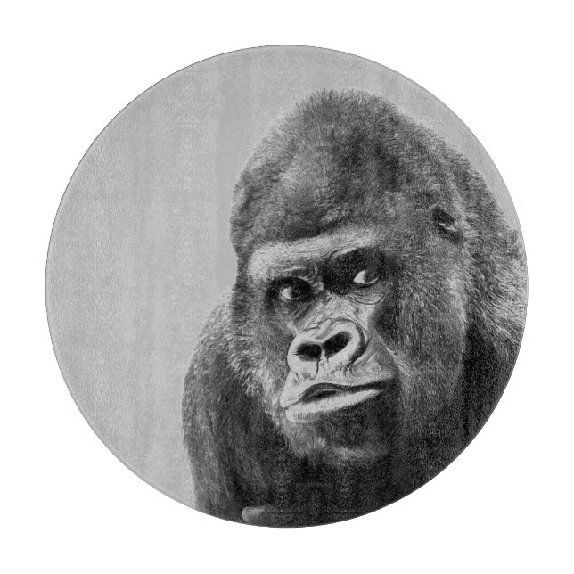 Black White Gorilla Cutting Board (Front)