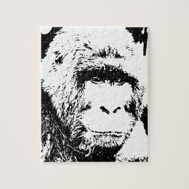 Black & White Gorilla Jigsaw Puzzle (Vertical)